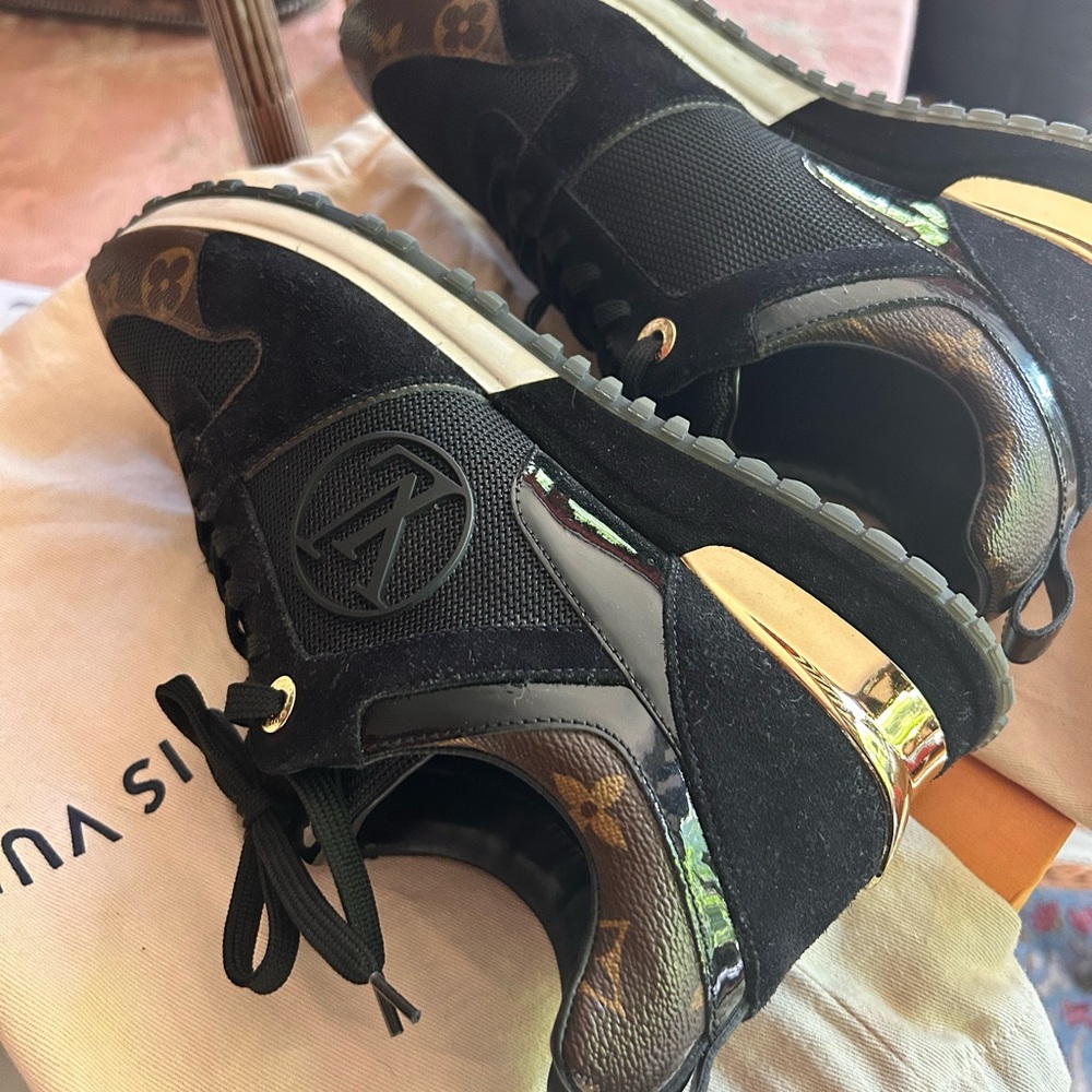Louis Vuitton Black and Gold Monogram Sneakers - Picture 5 of 6